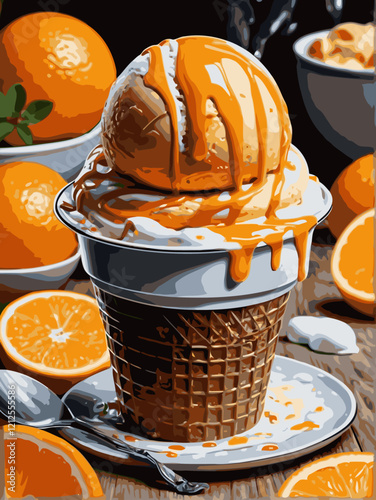 ice cream orange flavor vector art for design needs 