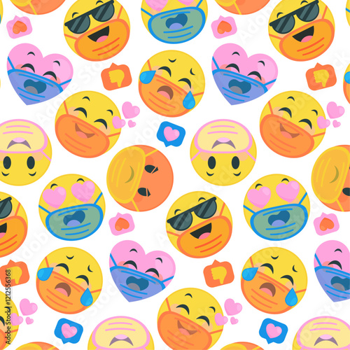 Pack de emojis patrón para redes sociales | Expresiones y emociones digitales papel patrón