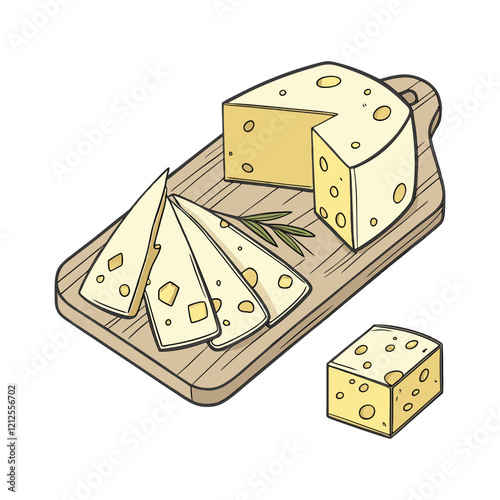 Cheese Wheel and Wedges Display cheese wheel, cheese wedges, dairy illustration, gourmet cheese, cheese vector art, cheese branding, dairy product art, cheese design, cheese lover graphic