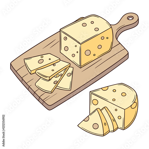 Cheese Wheel and Wedges Display cheese wheel, cheese wedges, dairy illustration, gourmet cheese, cheese vector art, cheese branding, dairy product art, cheese design, cheese lover graphic