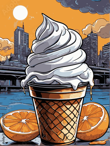 ice cream orange flavor vector art for design needs 