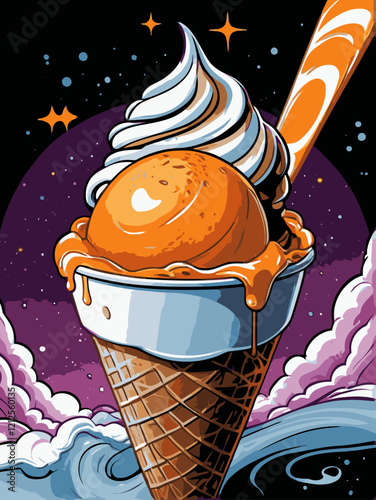 ice cream orange flavor vector art for design needs 