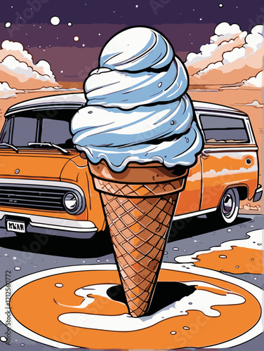 ice cream orange flavor vector art for design needs 