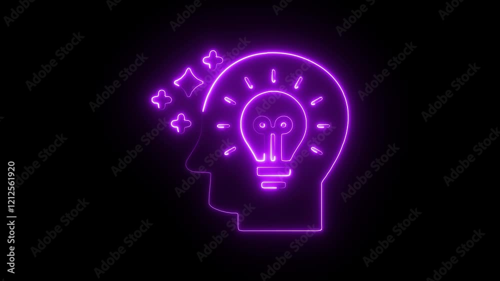 Glowing Neon Inspiration Icon Animation on Black Background, HD Motion Graphic Representing Creativity, Motivation, and Positive Energy Glowing Neon Inspiration Icon Animation on Black Background, HD Motion Graphic Representing Creativity, Motivation, and Positive Energy
