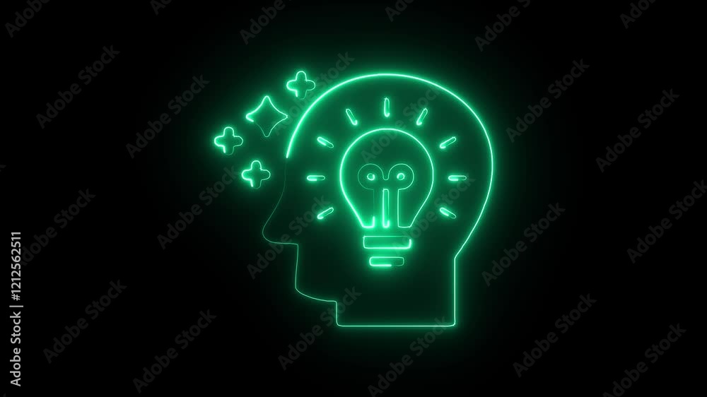 Glowing Neon Inspiration Icon Animation on Black Background, HD Motion Graphic Representing Creativity, Motivation, and Positive Energy Glowing Neon Inspiration Icon Animation on Black Background, HD Motion Graphic Representing Creativity, Motivation, and Positive Energy