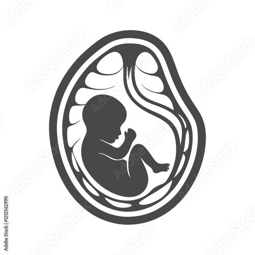 Pregnancy Symbol Fetus in Womb Vector Icon.
