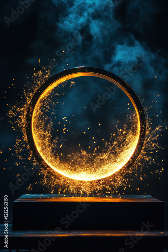 A pilates ring spinning like a wheel, with imaginary sparks flying photo