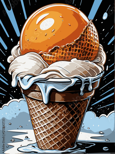 ice cream orange flavor vector art for design needs 