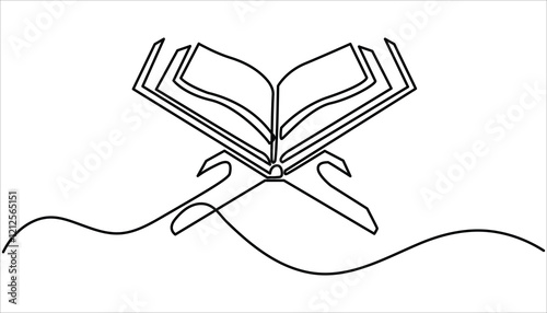 Quran continuous one line drawing illustration