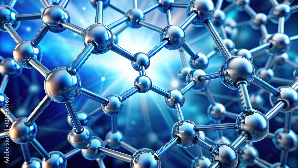 Nanotechnology atom and molecule structure illustration, atom, crystal lattice, atom Nanotechnology atom and molecule structure illustration, atom, crystal lattice, atom
