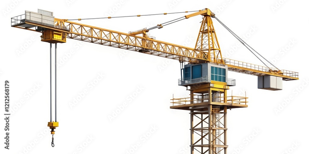 Isolated PNG of a tower crane, long exposure effect, on a white background; perfect for construction projects. Isolated PNG of a tower crane, long exposure effect, on a white background; perfect for construction projects.