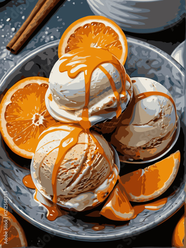 ice cream orange flavor vector art for design needs 