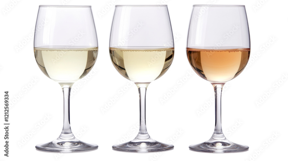 White wines in glass, isolated on transparent background White wines in glass, isolated on transparent background