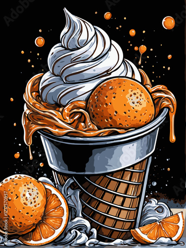ice cream orange flavor vector art for design needs 