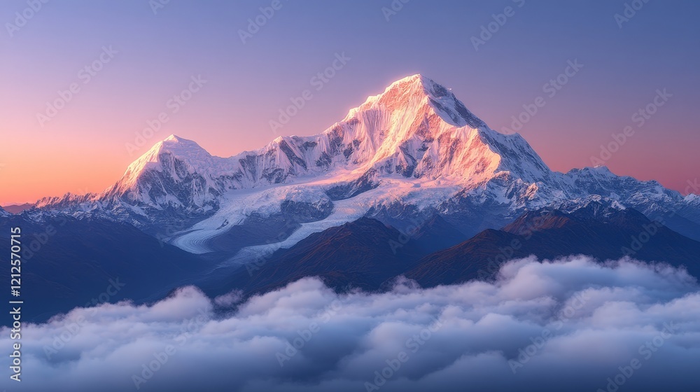 Snow-capped mountains above clouds with a serene pastel sky, perfect for nature photography, inspirational visuals, and travel campaigns. Snow-capped mountains above clouds with a serene pastel sky, perfect for nature photography, inspirational visuals, and travel campaigns.