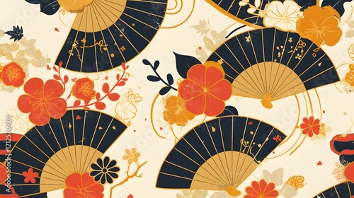 A traditional Japanese-inspired pattern featuring minimalistic elements photo