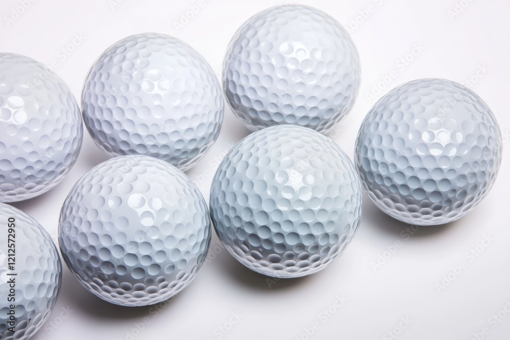 A collection of golf balls arranged on a clean, white background A collection of golf balls arranged on a clean, white background