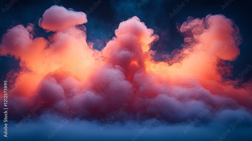 Fototapeta premium Vivid pink and orange clouds in a dramatic sunset sky