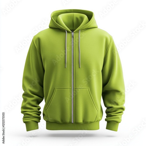 realistic high quality green zip hoodie mockup isolated 