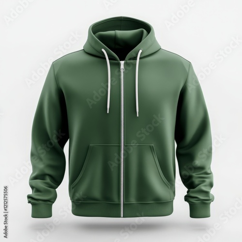 realistic high quality green zip hoodie mockup isolated 