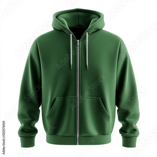 realistic high quality green zip hoodie mockup isolated 