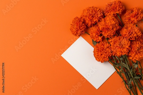 A card mockup for greetings or invitations, complete with an envelope and branches of dry natural plants. photo