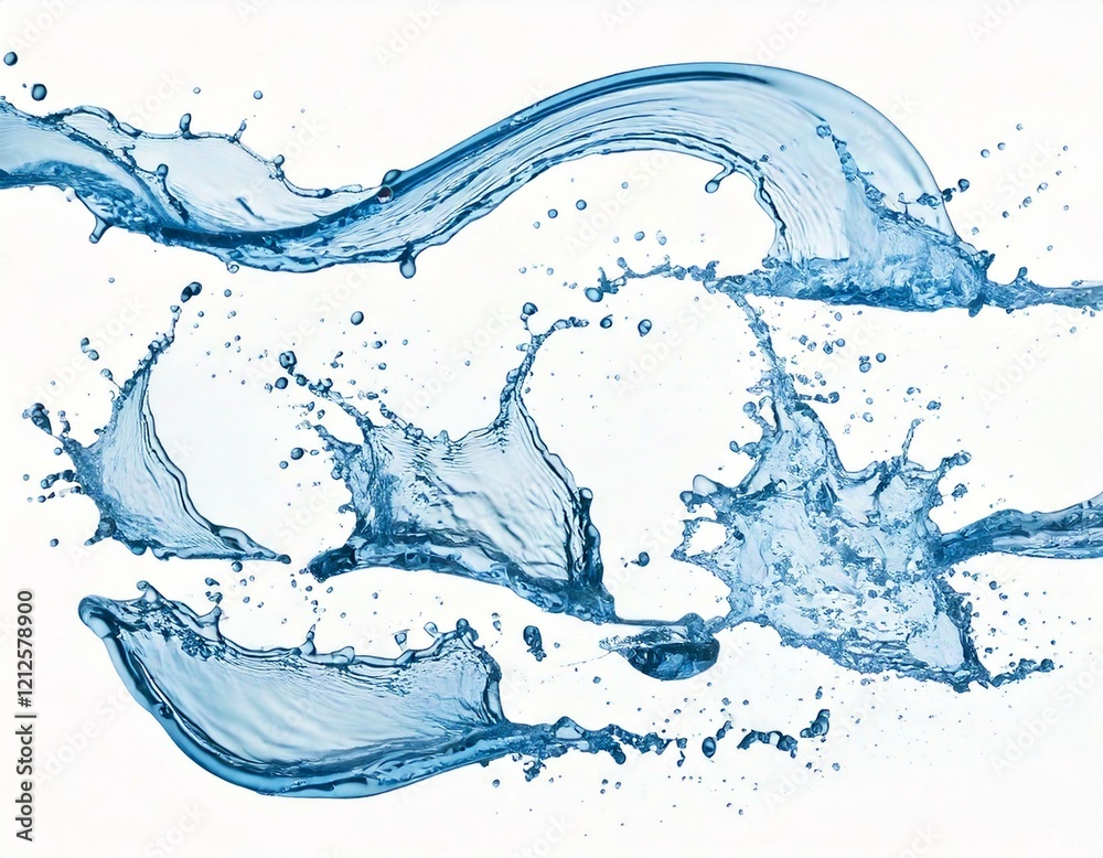 Fototapeta premium Water splashes collection isolated on a white background