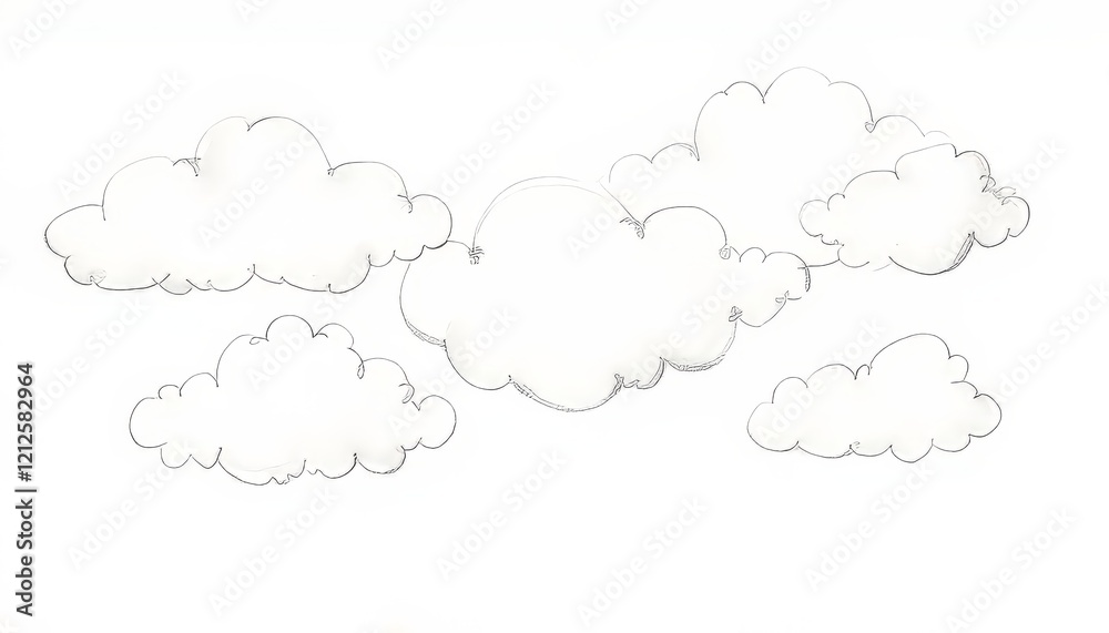 Illustrative sketch of fluffy clouds on a plain background. Illustrative sketch of fluffy clouds on a plain background.