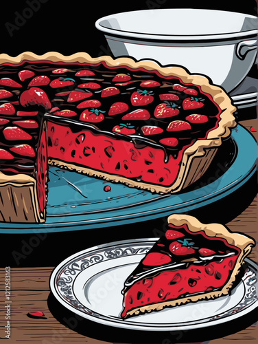 strawberry pie vector art for design needs 