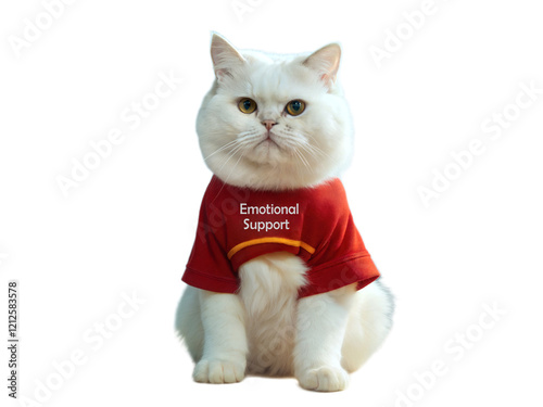 Obraz na płótnie Cute white cat, emotional support animal, adorable pet, isolated on transparent background w salonie