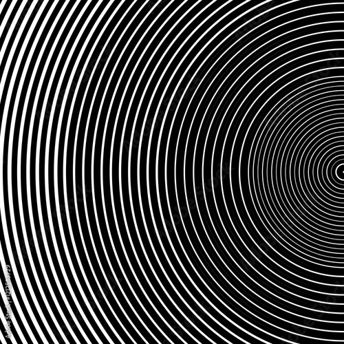 Abstract vector circle halftone black background. Gradient retro line pattern design. Universal template