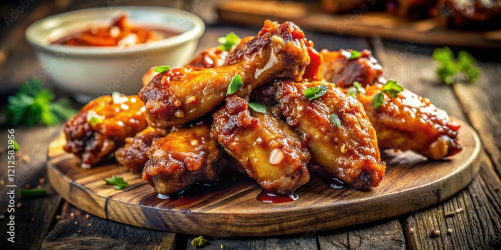 Golden-brown, crispy chicken wings, tossed in a spicy, delicious sauce. The perfect dinner. Golden-brown, crispy chicken wings, tossed in a spicy, delicious sauce. The perfect dinner.