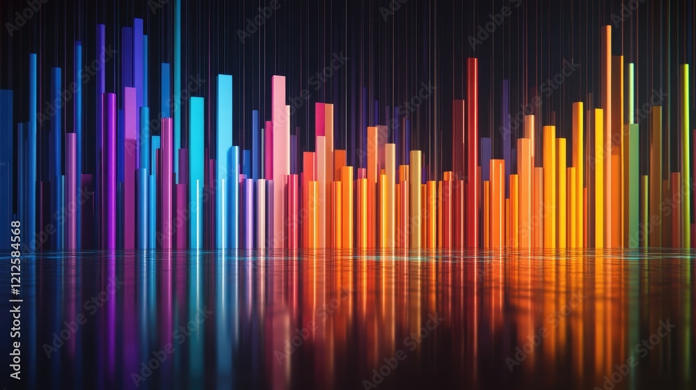 A dynamic D bar graph displayed on a digital screen, showcasing vibrant colors and varying heights, illustrating impressive business growth trends in a corporate environment. A dynamic D bar graph displayed on a digital screen, showcasing vibrant colors and varying heights, illustrating impressive business growth trends in a corporate environment.