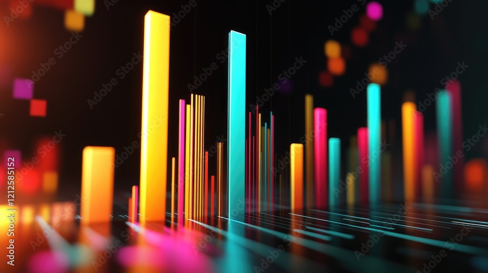 A dynamic D bar graph with colorful segments rising sharply against a dark background, symbolizing impressive business growth and financial success. A dynamic D bar graph with colorful segments rising sharply against a dark background, symbolizing impressive business growth and financial success.
