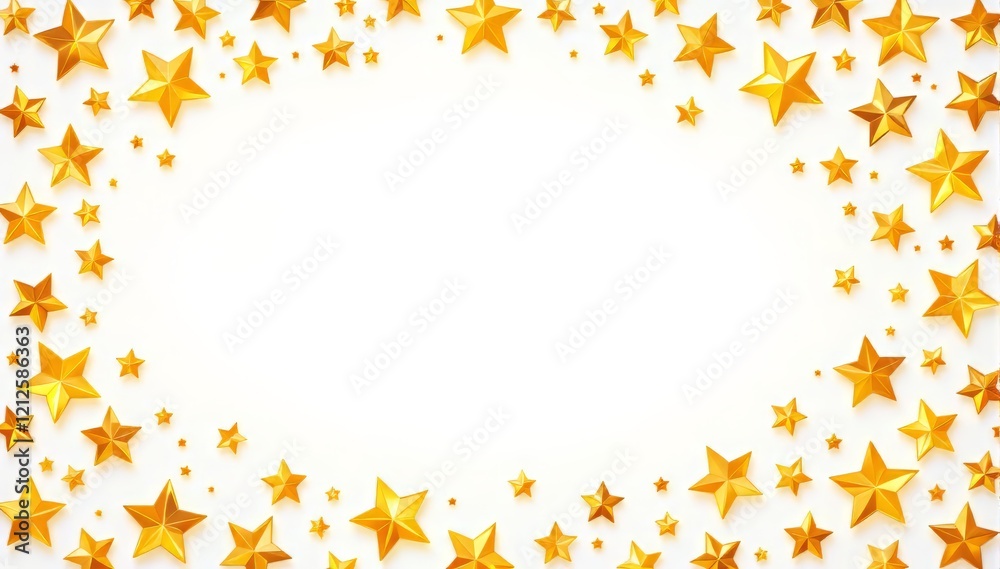Elegant gold stars adorn a bright, white background for a festive touch. Elegant gold stars adorn a bright, white background for a festive touch.