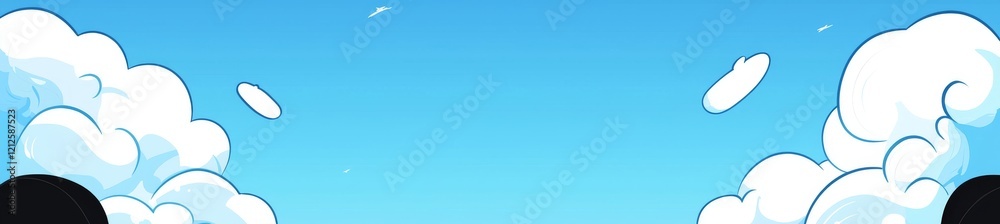 Blue sky and white clouds. A fluffy cloud in the blue sky background Blue sky and white clouds. A fluffy cloud in the blue sky background