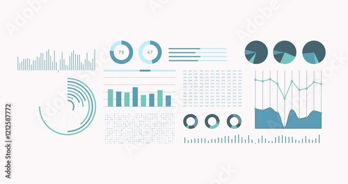 Wallpaper Mural Animated business statistics infographic with blue data, graphs and diagrams on white background with copy space Torontodigital.ca