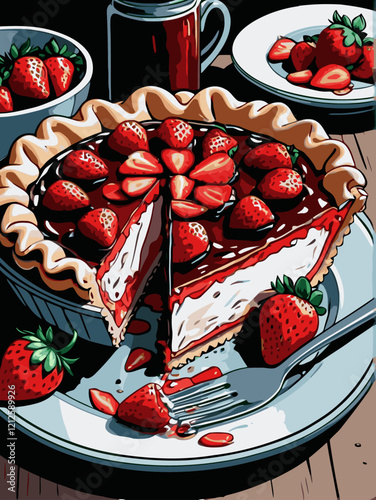 strawberry pie vector art for design needs 