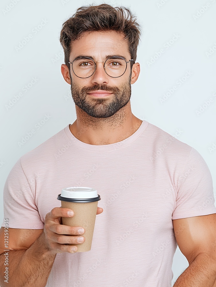 Confident man holding coffee cup with casual style and modern vibes Confident man holding coffee cup with casual style and modern vibes