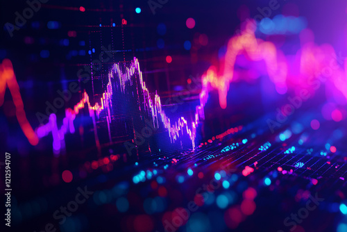 Abstract financial graph with uptrend arrows line