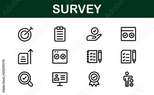 Premium Survey Icons. Clean, Editable Vectors for Data Collection, Market Research, Customer Feedback, and Polling Applications.