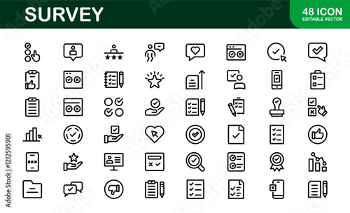 Premium Survey Icons. Clean, Editable Vectors for Data Collection, Market Research, Customer Feedback, and Polling Applications.