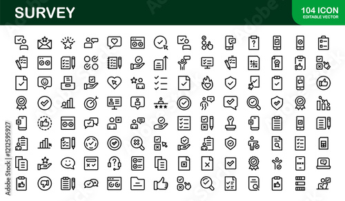 Premium Survey Icons. Clean, Editable Vectors for Data Collection, Market Research, Customer Feedback, and Polling Applications.