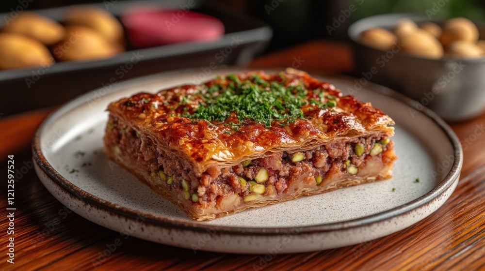 Restaurant Pastry Pistachio Meat Dessert Wood Restaurant Pastry Pistachio Meat Dessert Wood