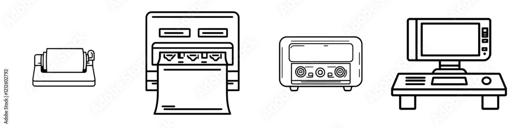 Flat icon representing a document desktop printer for apps and websites. Flat icon representing a document desktop printer for apps and websites.