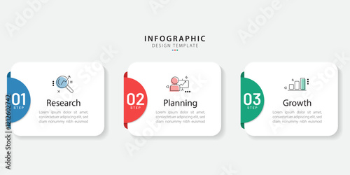 Business infographic template. 3 Step timeline journey. Process diagram, 3 options on white background, Infograph elements vector illustration.