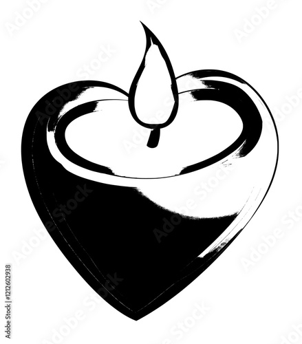 A heart-shaped cartoon candle with a radiant flame, symbolizing romance and love for Valentine's Day. Contemporary candlelight to celebrate affection and set a warm, intimate mood for dates.