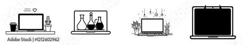 Flat icon of a laptop or notebook computer for use in apps and websites.