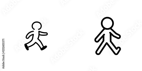 A modern flat icon of a person walking or a walk sign for use in apps and websites