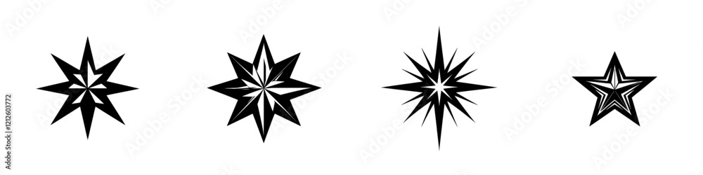 A modern icon of a compass created using basic shapes. A modern icon of a compass created using basic shapes.